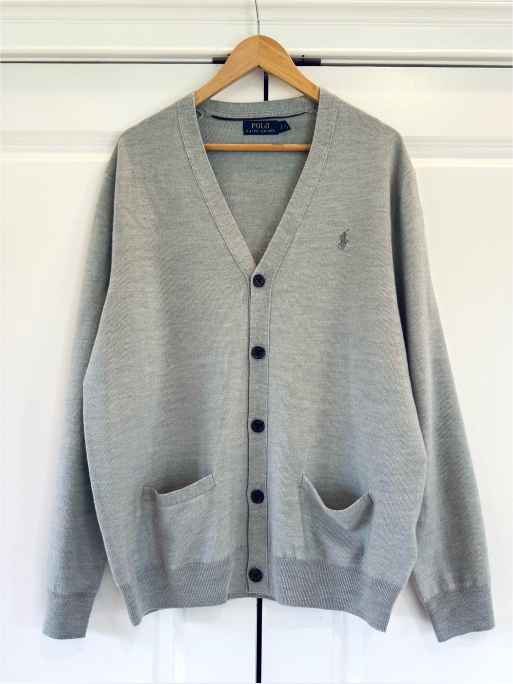 Polo Ralph Lauren Merino Wool Silk Cardigan Sweater V Neck Button Men’s Size L